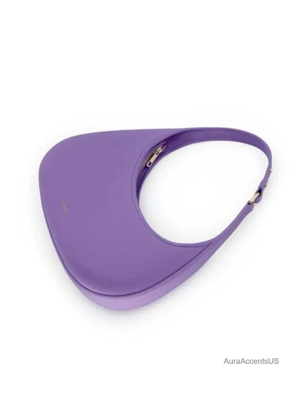 Small Vegan Leather Crescent Shoulder Bag with Zipper for Everyday Going Out